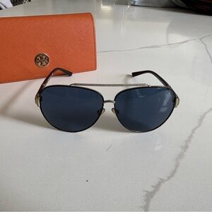 Tory Burch Dark Blue Aviator Sunglasses